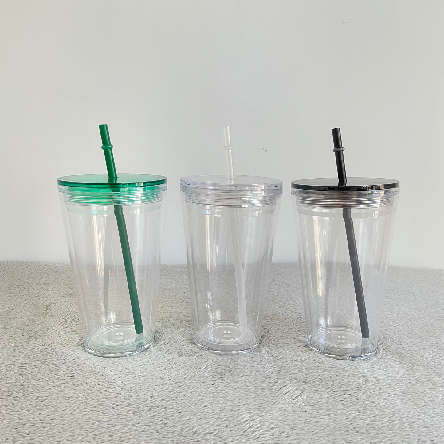 16oz Double Wall Snow Globe Tapered Plastic Cup Tumbler with Predrilled Hole-CNLCA