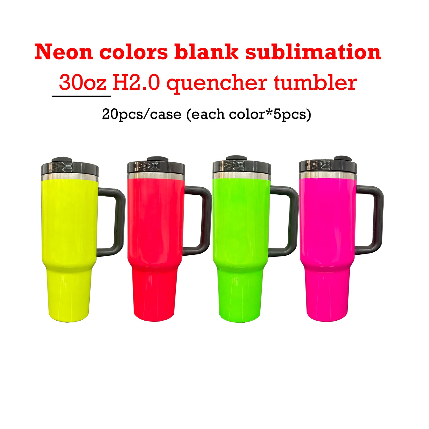 40H2.0 Neon Colors Blank Sublimation Silver Underneath Quencher Tumbler-CNLCA