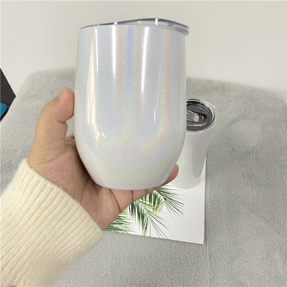 12oz White Shimmer Glitter Blank Sublimation Round Mug Wine Tumbler For Sublimation 50pc/case-CNLCA