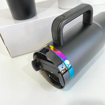 4Pack/8Pack/12Pack 40oz H2.0 Rainbow Plated Underneath Powder Coated Tumblers Travel Mugs with Handle for Laser-CNLCA