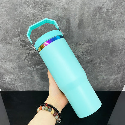 30oz Rainbow Plated Flip Straw Tumbler Water Bottle For Laser Engraving-CNLCA