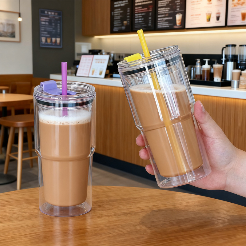 40Pack 17oz Colorful Double Wall Pre Drilled Snow Globe Plastic Tumbler Snowglobe Cup-CNLCA