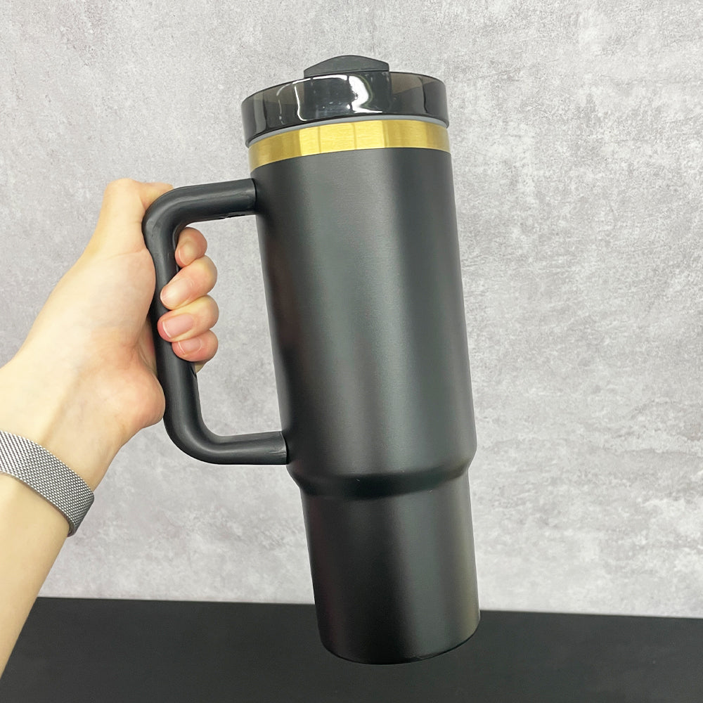 Powder Coated H2.0 30oz Sanding Gold Plated Underneath Quencher Tumbler For Laser Engraving-CNLCA