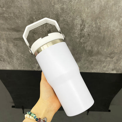 20oz White Blank Sublimation School Kids Flip Straw Tumbler Water Bottle-CNLCA