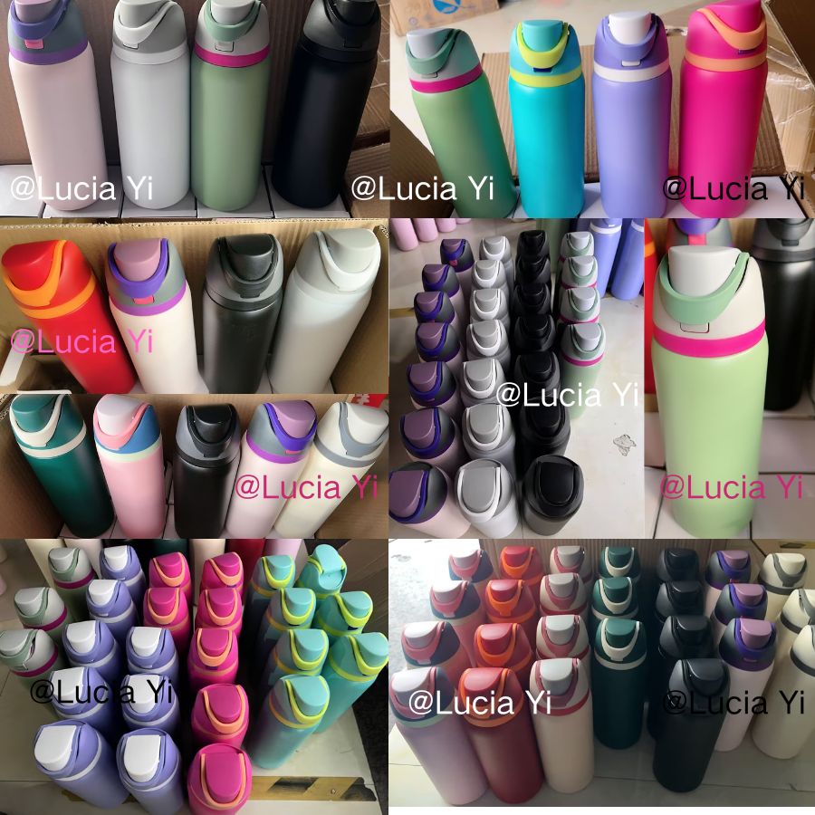 16oz/19oz/24oz/28oz/32oz Flip Straw Lid Insulated Stainless Steel Sports Owala Style Water Bottle for Laser Engraving-CNLCA