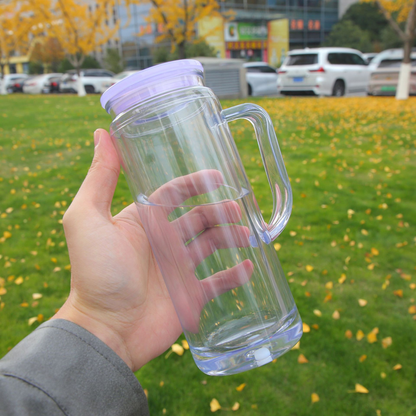 16oz Inner 20oz Outer Double Wall Snow Globe Plastic Acrylic Cup Tumbler with Handle Pre Drilled Hole and Plug-CNLCA