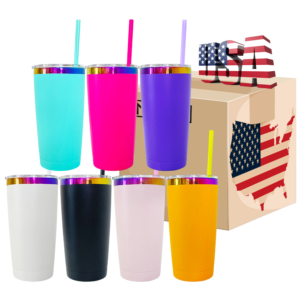 20oz Rainbow Plated Powder Coated Tumbler for Laser Engraved-CNLCA