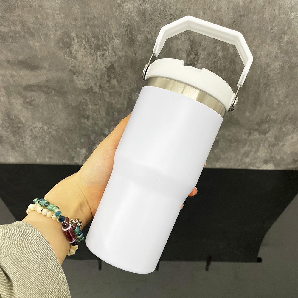 20oz White Blank Sublimation School Kids Flip Straw Tumbler Water Bottle-CNLCA