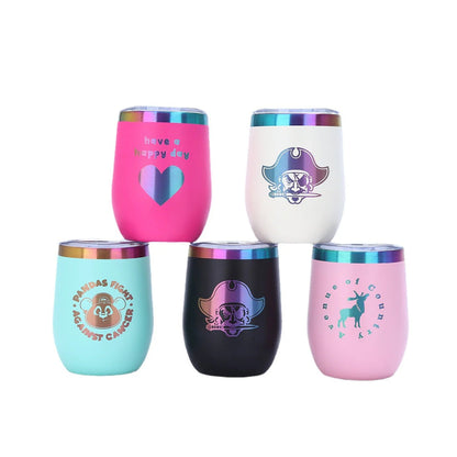 12oz Rainbow Underneath Powder Coated Wine Tumbler For Laser Engraving -CNLCA