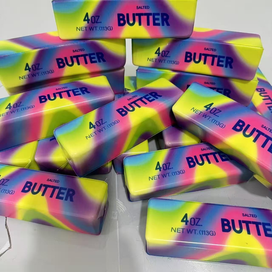 PU Material Hachimi Style Rainbow Color Butter Bar Squishy - Soft Slow Rise Stress Relief Toy Squeeze Fidget Toys-CNLCA