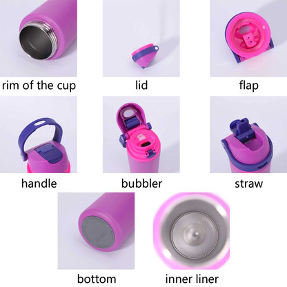 19oz 550ml/ 25oz 750ml Sports Handle Flip Straw Lid Stainless Steel Insulated Owala Style Water Bottle Double Drinking Tumbler for Laser Engrave-CNLCA