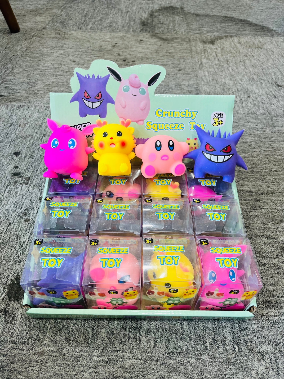72Pack Pokémon & Kirby Crunchy Squishy Cute Cartoon Block Building Filled Crinkle ASMR Sound Squishy Squeeze Fidget Toy-CNLCA