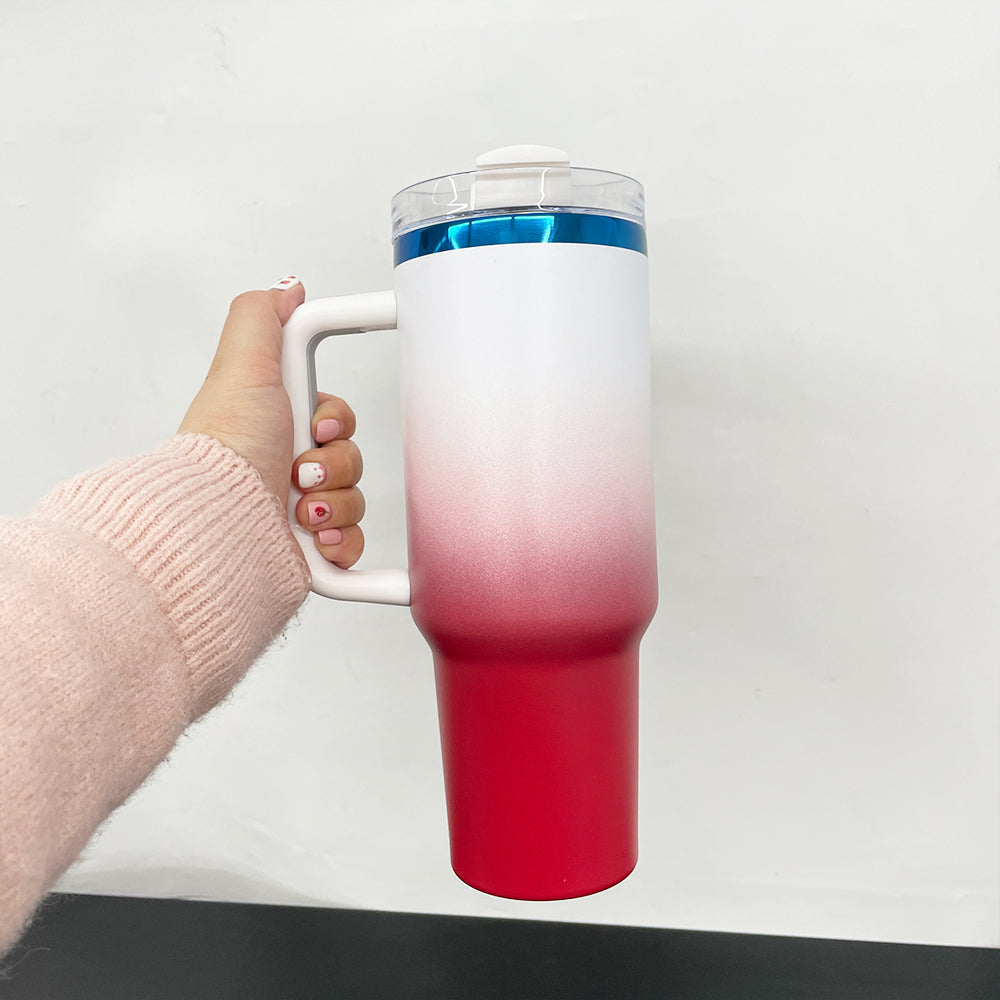 💙40oz Blue Plated Underneath Ombre Red Powder Coated H2.0 Quencher Tumblers For Laser Engrave-CNLCA