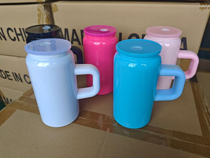 16oz Blue Pink White Black Colors Stainless Steel Tumbler with Handle-CNLCA