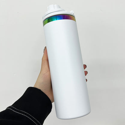 Powder Coated 20oz Rainbow Plated Underneath Sport Straight Tumbler Water Bottle with Two Lids for Laser-CNLCA