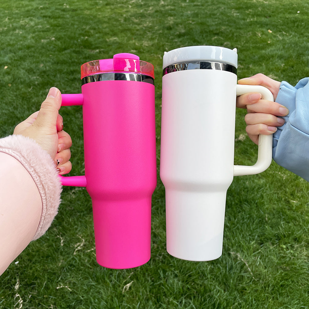 4Pack/8Pack/12Pack 40oz H2.0 Colorful Black Plated Underneath Powder Coated Tumblers Travel Mugs with Handle for Laser-CNLCA