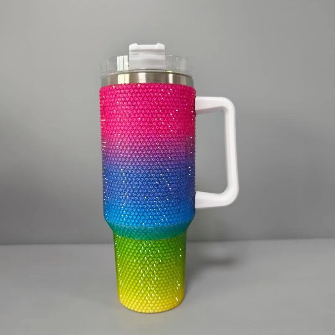 40oz Football/ Bow/Ombre Gradient Color Rhinestone Bling Quencher Tumbler-CNLCA