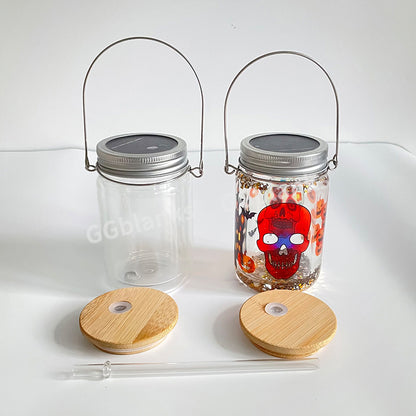 32Pack 11oz Blank Sublimation Snow Globe Solar Light Drinking Glass Mason Jar Halloween Christmas Decorative Garden Hanging Wind Spinner Light-USLCA