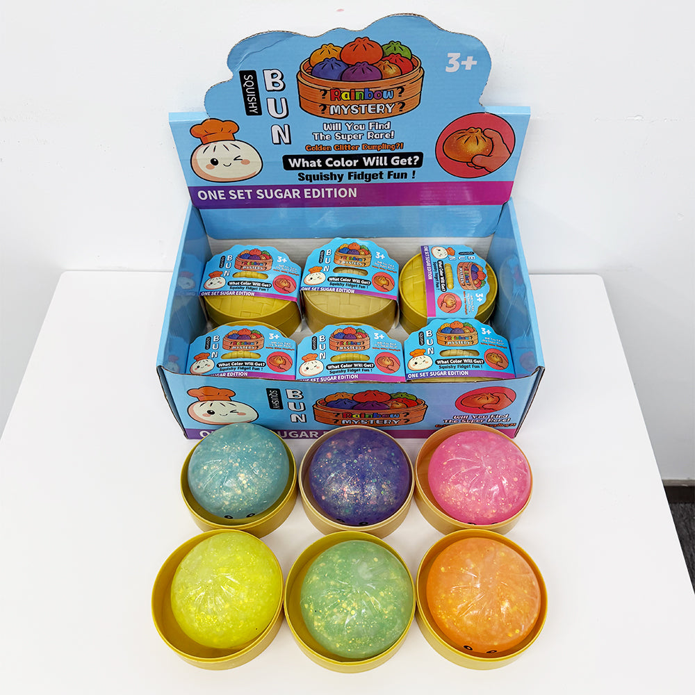 8.5cm 6 Colors Realistic Pectin Steamed Bun Glitter Dumpling Squishy Toys Stress Relief Fidget Toy-CNLCA