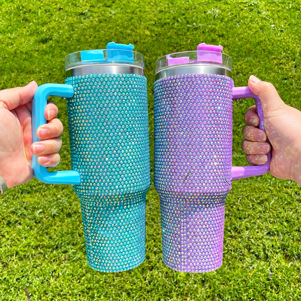 40oz Solid Color Rhinestone Bling Tumbler -USLCA