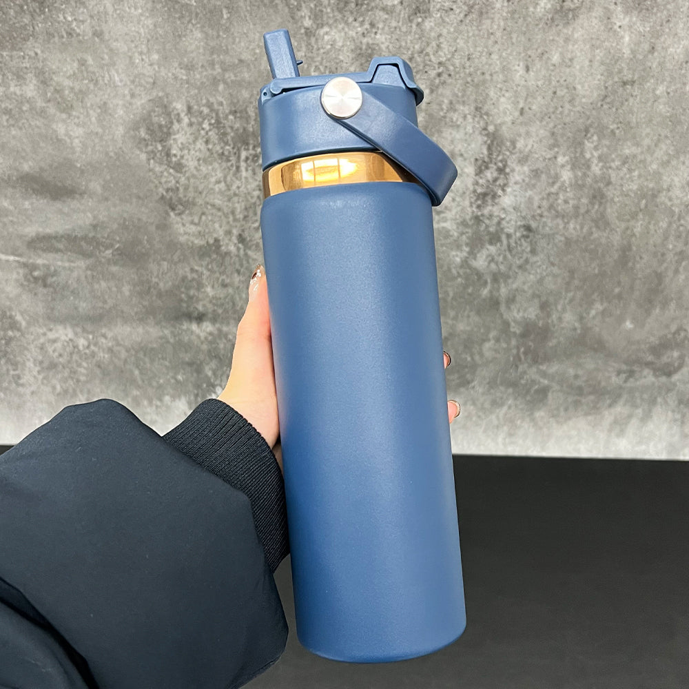 Outdoor Sports 20oz Mirror Copper Underneath Water Bottle wih 2 in 1 Muti-function Flip Top Lid for Laser Engraving-CNLCA