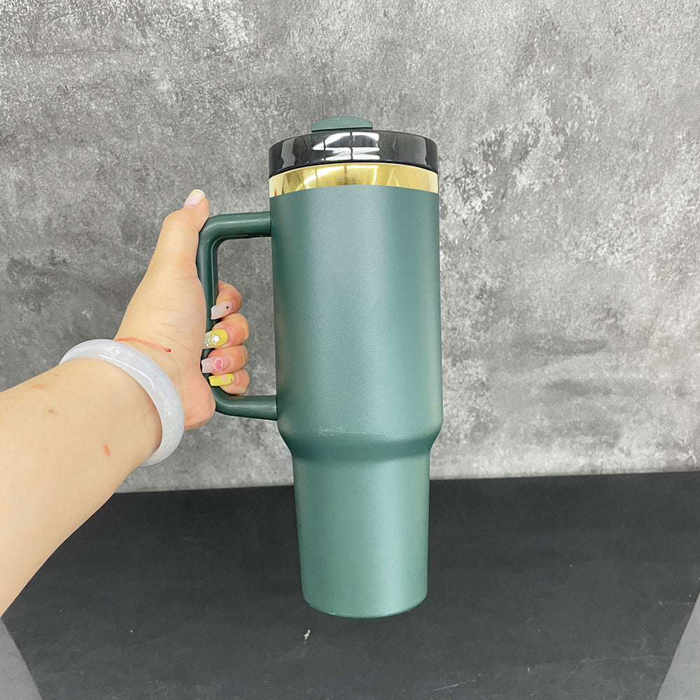 40oz Christmas Color Gold Underneath Powder Coated Green Color Quencher Tumblers For Laser Engrave -CNLCA