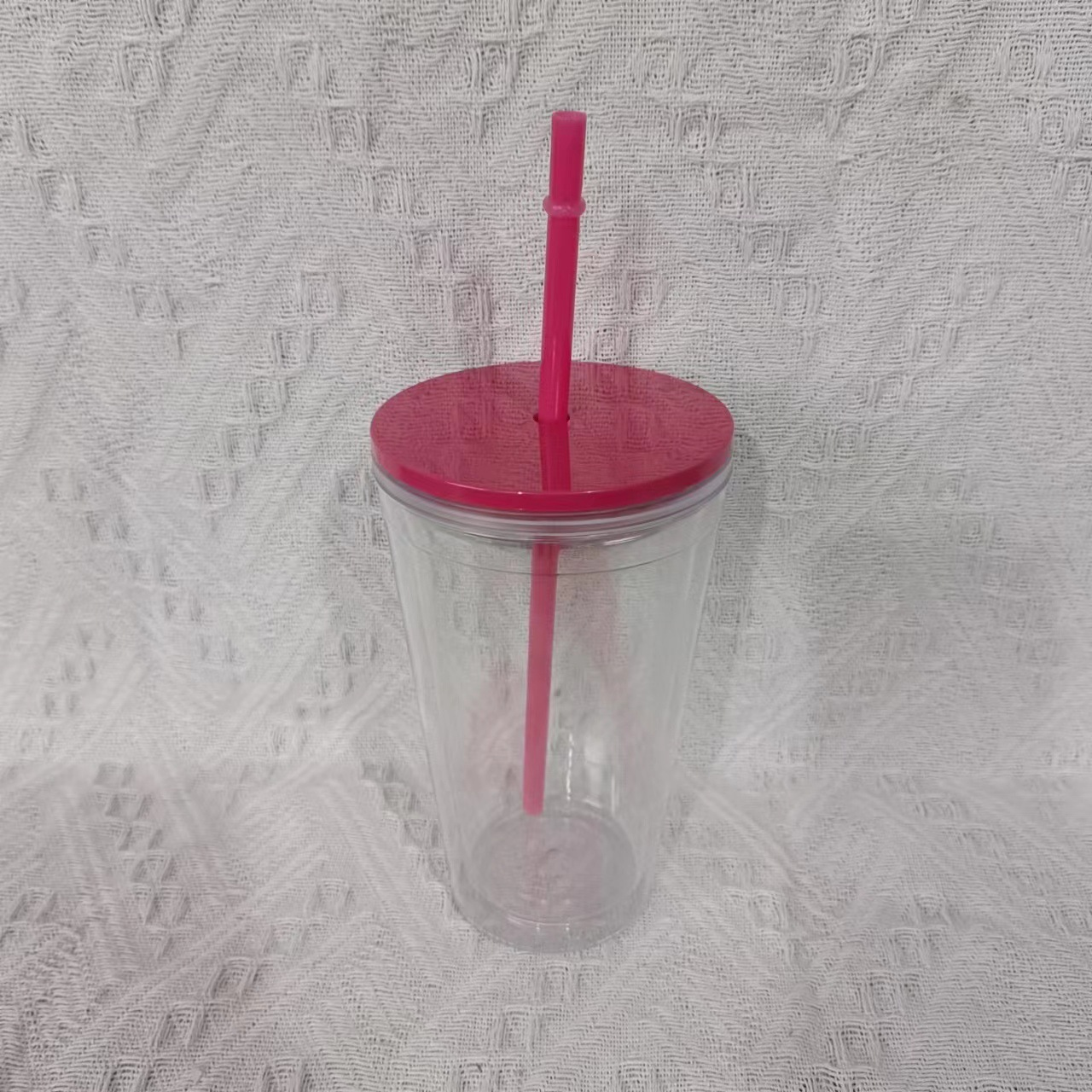 16oz Double Wall Snow Globe Tapered Plastic Cup Tumbler with Pre-drilled Hole and Plug Color Lid-CNLCA