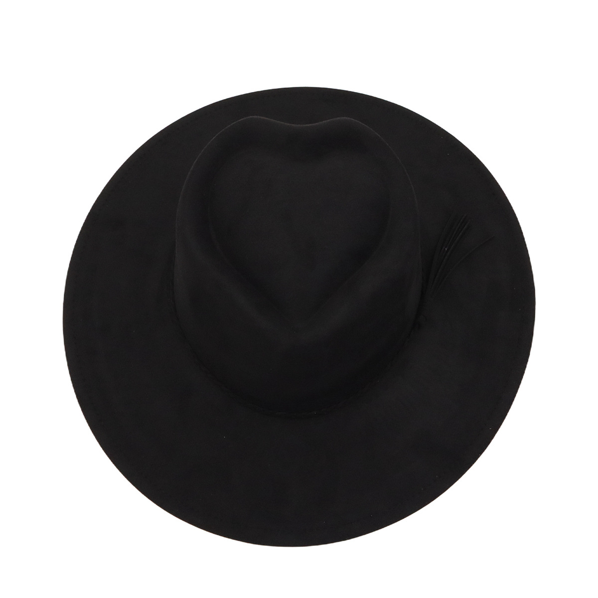 Men Women Gentleman's Cap Love-shaped Top Broad-Brimmed Bowler Jazz Hat Vegan Leather Fedora Hats with Tassel for Laser-CNLCA