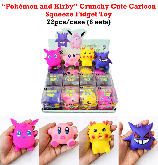 72Pack Pokémon & Kirby Crunchy Squishy Cute Cartoon Block Building Filled Crinkle ASMR Sound Squishy Squeeze Fidget Toy-CNLCA