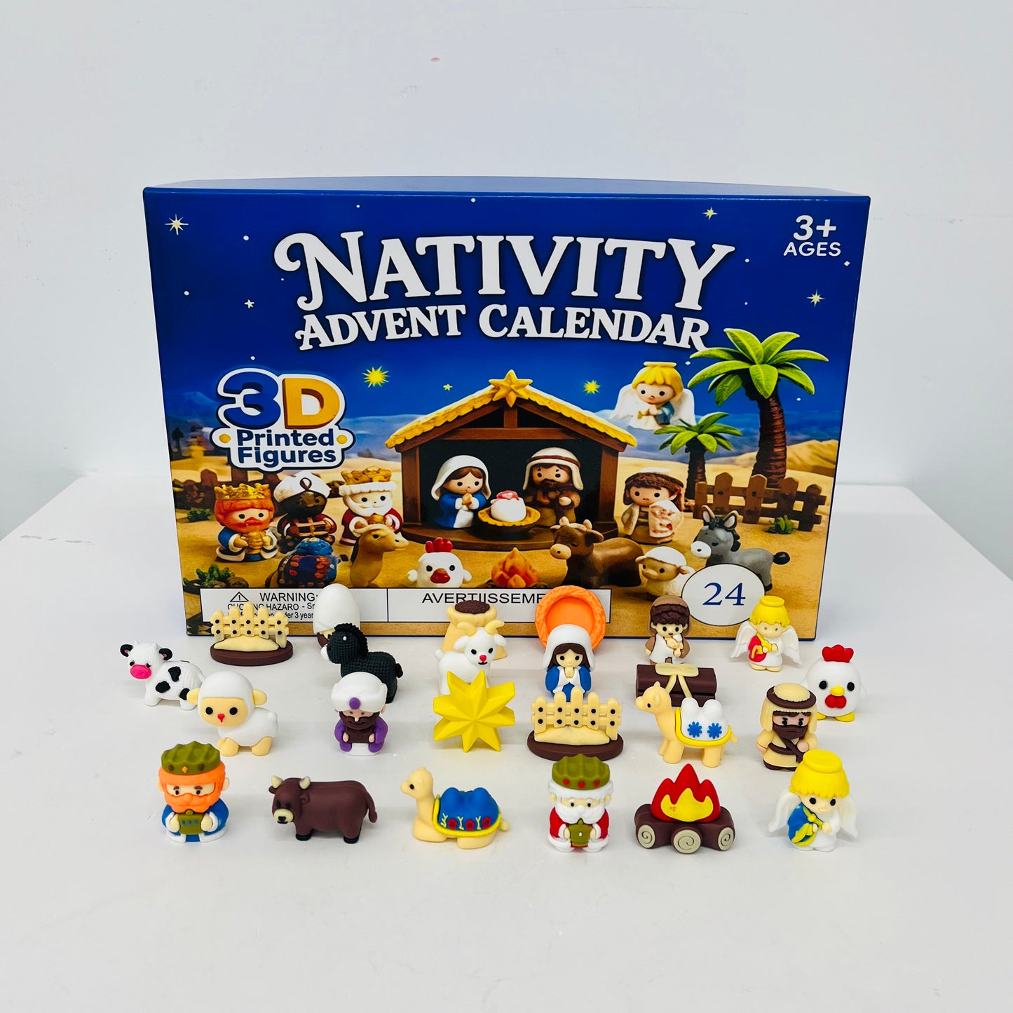 25Pack Nativity Advent Calendar 24 Days Christmas Countdown 3D Mini Nativity Scene Figures Blind Box Toy Home Desktop Ornament Xmas Surprise Gift for Kids-CNLCA