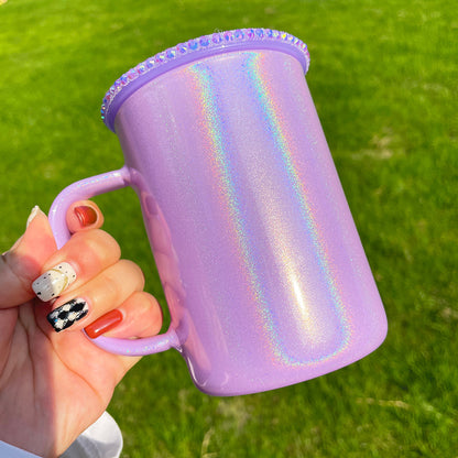 17oz Shimmer Glitter Hot Coffee Mugs Blank Sublimation Glass Mug  -CNLCA