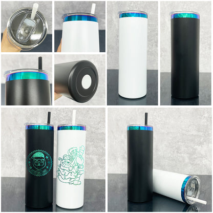 20oz Ombre Green Plated Underneath Powder Coated Stainless Steel Straight Skinny Tumblers For Laser Engraving-CNLCA