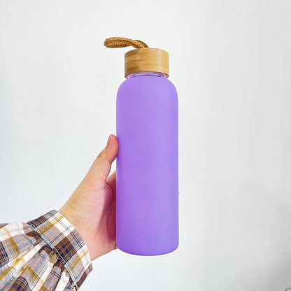 20oz Sublimation White Color Glass Water Bottle With Bamboo Lid -CNLCA