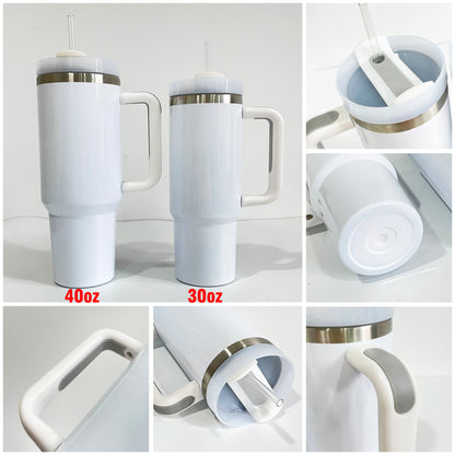 30oz H2.0 White Blank Sublimation Tumbler With Handle-CNLCA