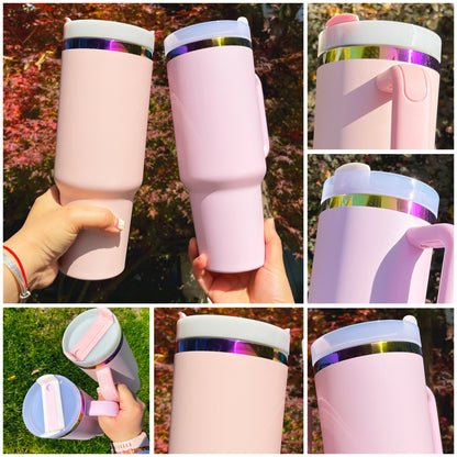 Valentine's Day & Mother's day H2.0 40oz Rainbow Plated Powder Coated Pink Tumbler for Laser Engraved-CNLCA