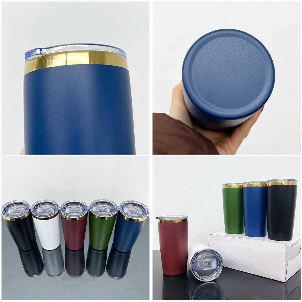 20oz Dark Color Gold Plated Powder Coated Yeti Style Car Coffee Tumbler for Laser Engraved-CNLCA