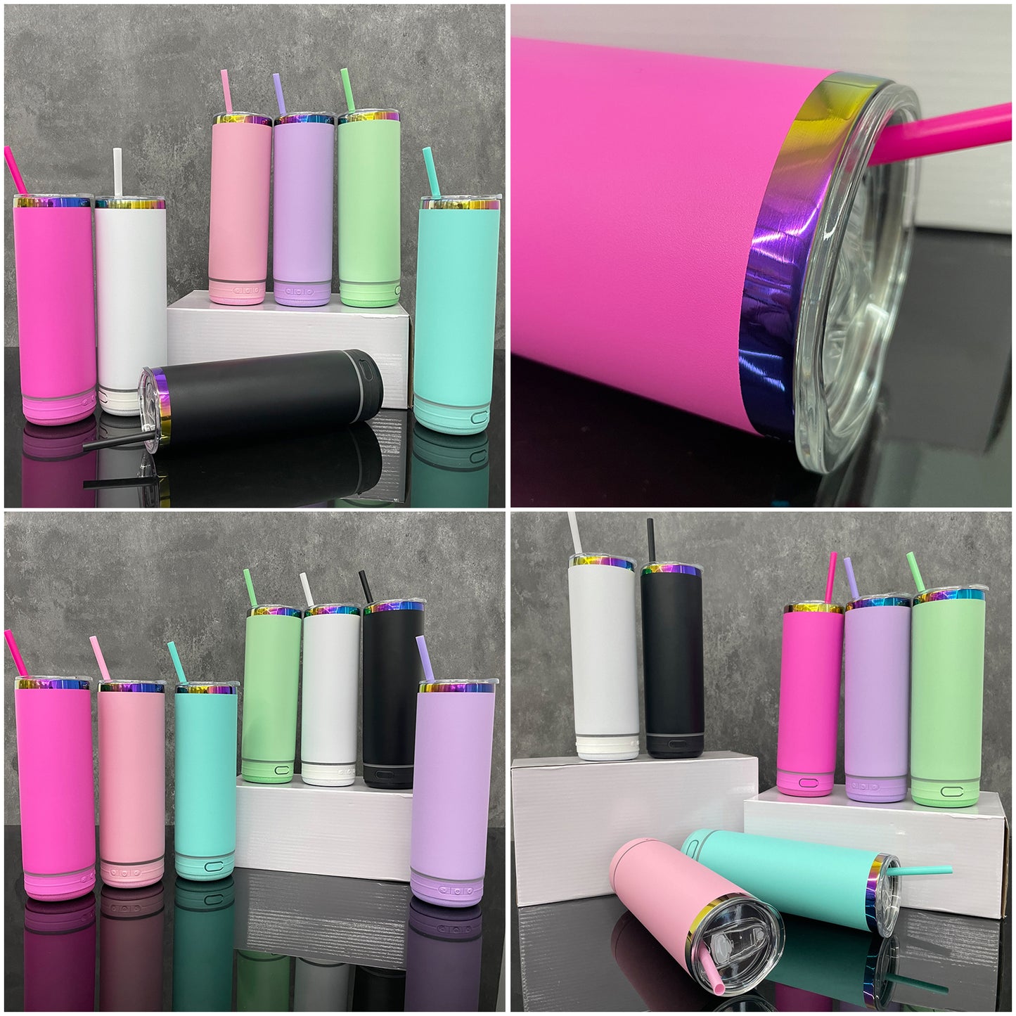 20oz Rainbow Plated Matte Macaron Color Speaker Tumbler For Laser-CNLCA