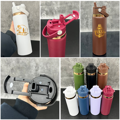 Outdoor Sports 20oz Mirror Copper Underneath Water Bottle wih 2 in 1 Muti-function Flip Top Lid for Laser Engraving-CNLCA