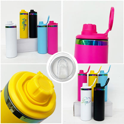 Powder Coated 20oz Rainbow Plated Underneath Sport Straight Tumbler Water Bottle with Two Lids for Laser-CNLCA
