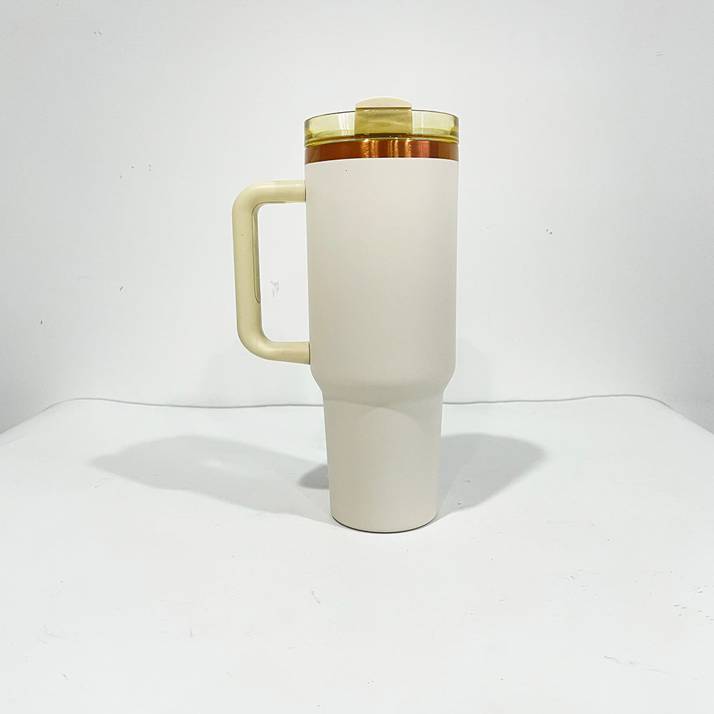 40oz H2.0 Stanley Style Cream Color Copper Plated Quencher Tumbler for Laser Engraving-USLCA
