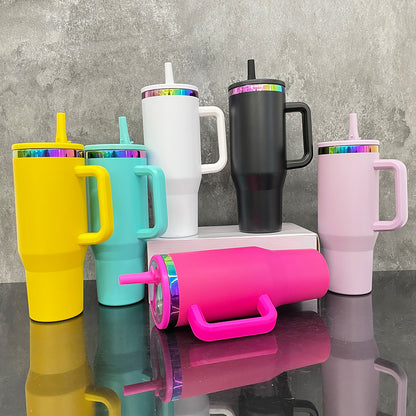 40oz Flip Straw Leak proof Rainbow Plated Underneath Powder Coated Quencher Tumbler For Laser-CNLCA