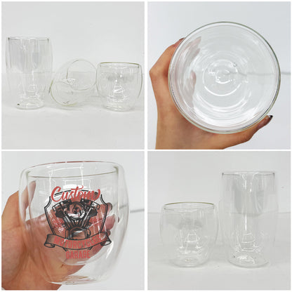 Promotion 8oz 12oz 15oz Double Walled Snow Globe Round Glass Can Tumblers Cup with Pre drilled Hole-CALCA