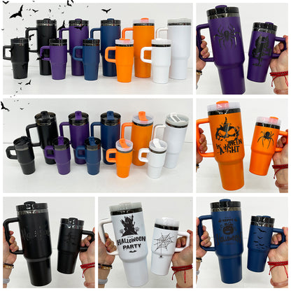 14oz Black Mirror Underneath Orange Color Powder Coating Kids Baby Tumblers for Laser Engrave-CNLCA