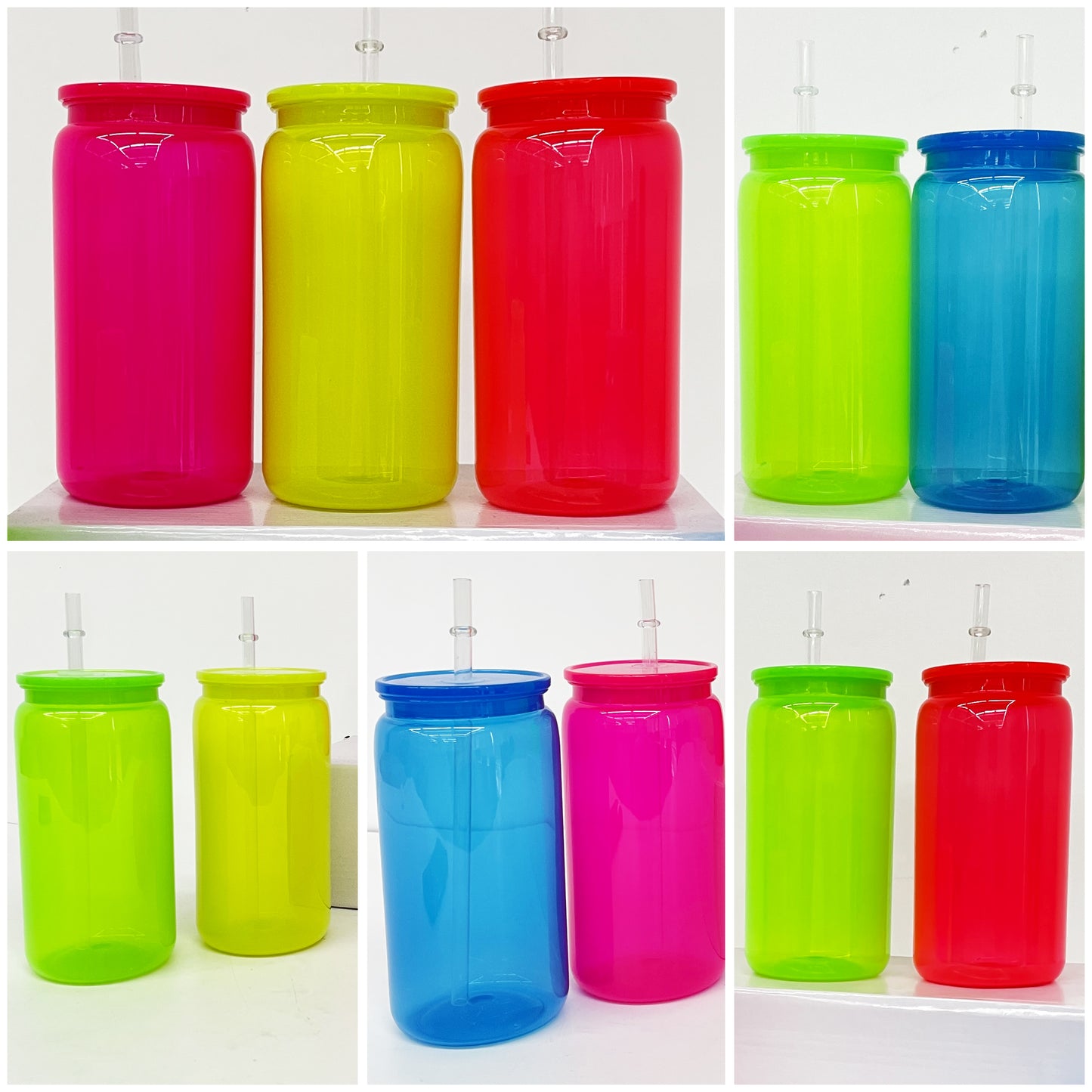 16oz Can Shaped Neon Colored Plastic Can -CNLCA