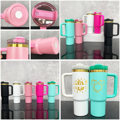 Powder Coated H2.0 30oz Sanding Gold Plated Underneath Quencher Tumbler For Laser Engraving-CNLCA