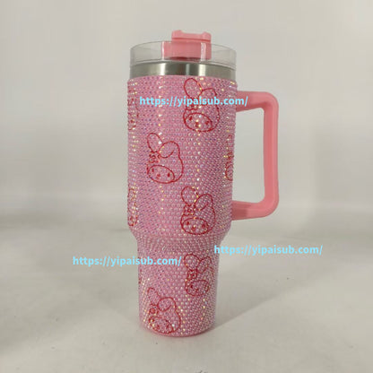 40oz Hello Kitty Cat /Kuromi /Melody/Cinnamoroll Rhinestone Bling Quencher Tumbler-CNLCA