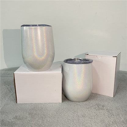 12oz White Shimmer Glitter Blank Sublimation Round Mug Wine Tumbler For Sublimation 50pc/case-CNLCA