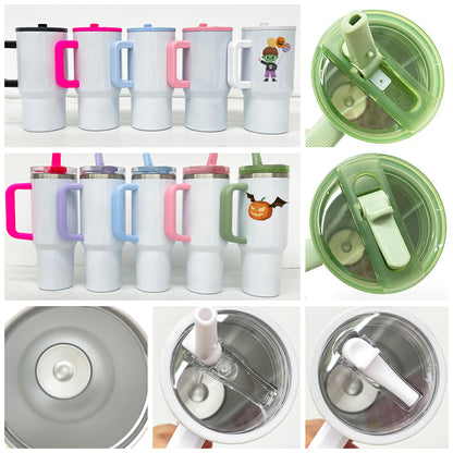 40oz White Blank Sublimation Glow In Dark Protour Leak Proof Lid Quencher Tumbler with Color Handle -CNLCA