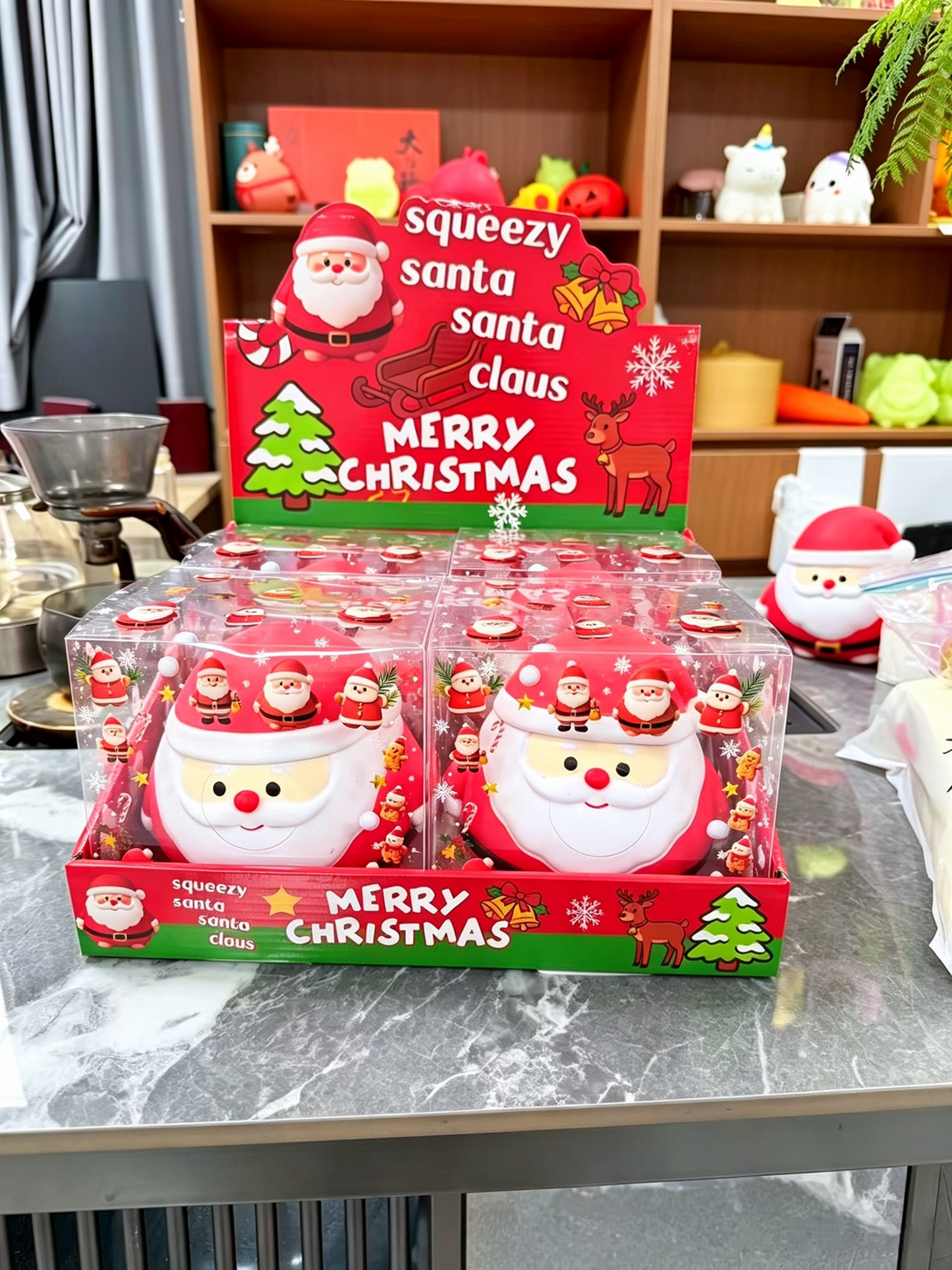 24Pack Giant Jumbo Santa Chubby & Snowman Puff & Reindeer Mochi Squishy Toy For Christmas-CNLCA