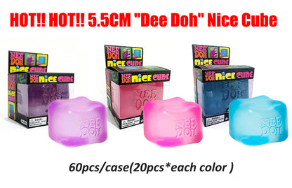 Schylling NeeDoh Nice Ice Cube Sensory Squeeze Toy Stress Relief Fidget Cube Squishy Toys for Kids Adults-CNLCA